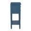Console H 31 po avec 3 tiroirs et tablette, structure en bois massif, bleu marine-6291405