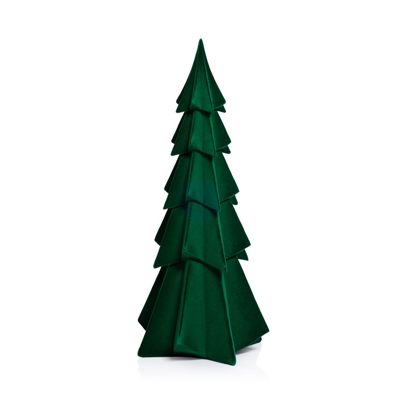 Arbres décoratifs floqués - Ensemble de table de Noël des Fêtes, ensemble de 4, H 15,5 po x l 6,75 po x P 6,75 po, Vert