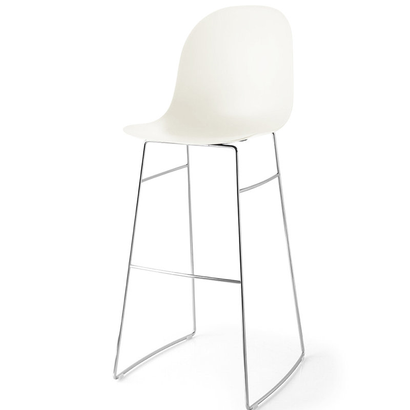 Academy Counter Stool with Chromed Frame, Matte Optic White, Counter Stool (25.59" Seat Height)