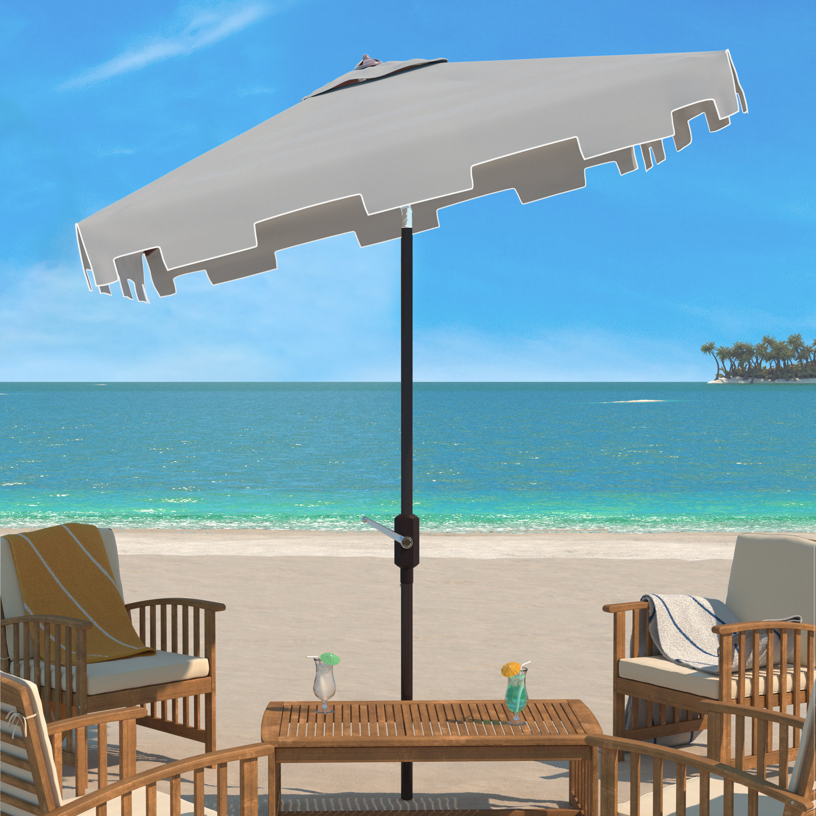 Towerside 90'' Outdoor Umbrella, Gray