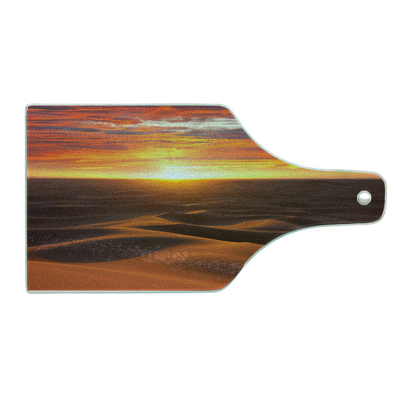 Ambesonne Desert Tempered Glass Cutting Board Dramatic Sunset Scenery Multicolor