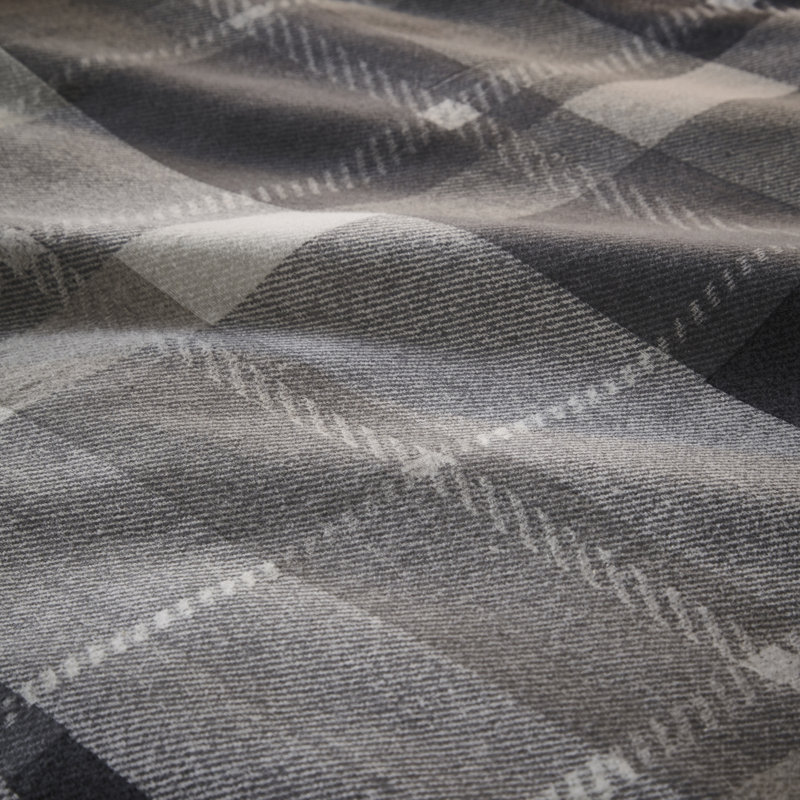 Plaid Duvet Cover Set with Pillowcases, Grey, Double - 2 Standard Pillowcases