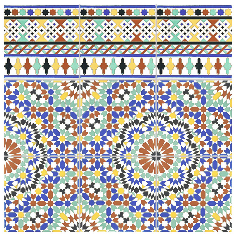 Sevillano Andalusia 8" x 8" Ceramic Patterned Field Tile