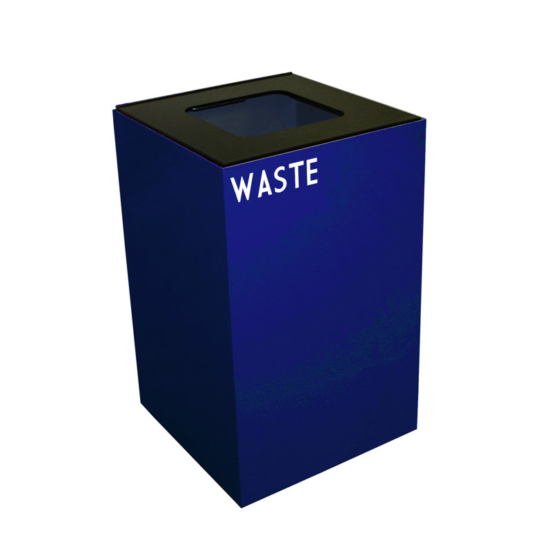 Poubelle de recyclage Geocube 24 gallons, 28 gallons, Carrée pour plastiques et déchets, Bleu