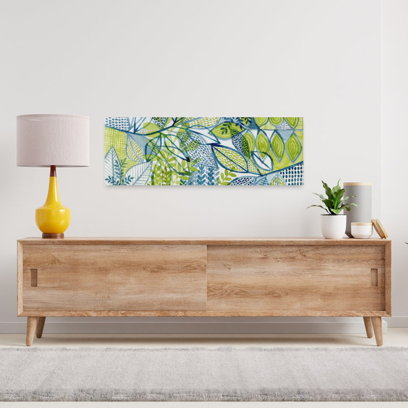«Serene Botanical Leaves», paysage abstrait, art mural, H 12 po x l 36 po