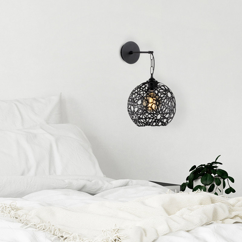 Modern Black Wall Lamp, Metal Body, 13.8 x 11.8 x 13.8 inches | E27 Socket, Max 40W | IP20 Rated, Stylish Novelty Design | Perfect for Contemporary Living Spaces, Bedrooms & Hallways, Durable & Elegant