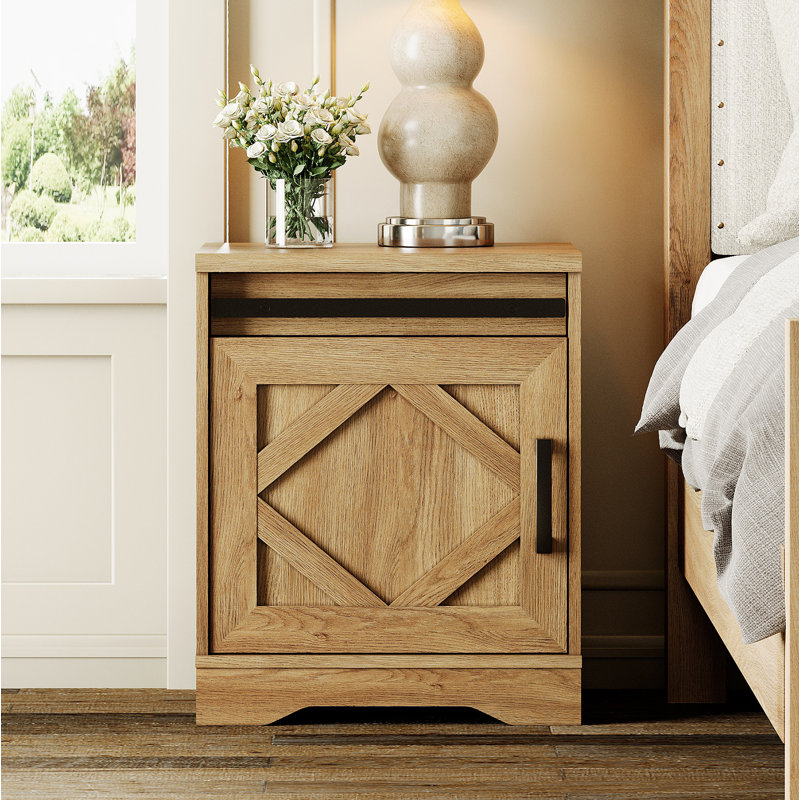 Table de chevet 1 tiroir en bois manufacturé avec armoire , Chêne rétro