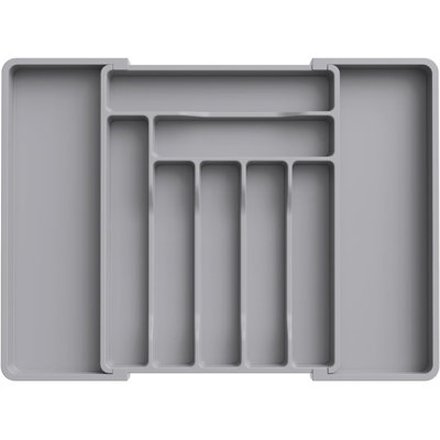 15" White Expandable Utensil Tray