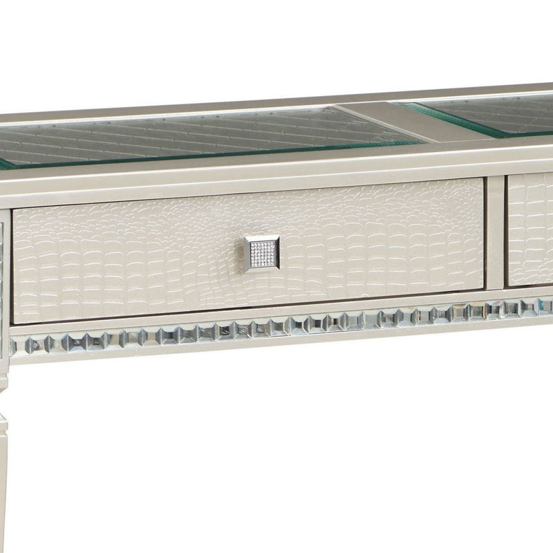 48'' Mirrored Glass Top Console Table with Storage