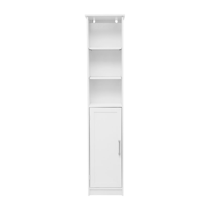 White Engineered Wood Cabinet with Adjustable Shelving