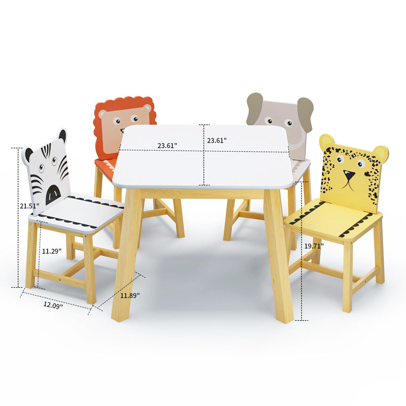 Ensemble 5 pièces de table de jeu et chaises pour enfants Aase