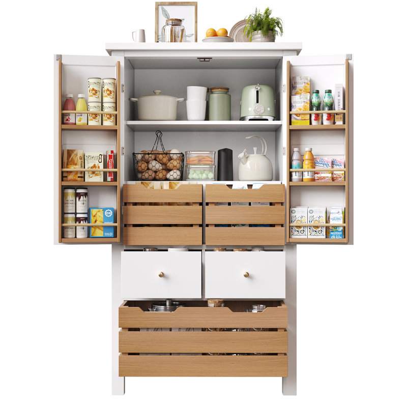 140cm Kitchen Pantry, White