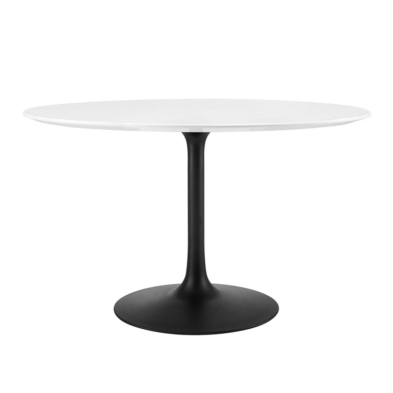 Mid-Century Modern 47" Round White Wood Dining Table