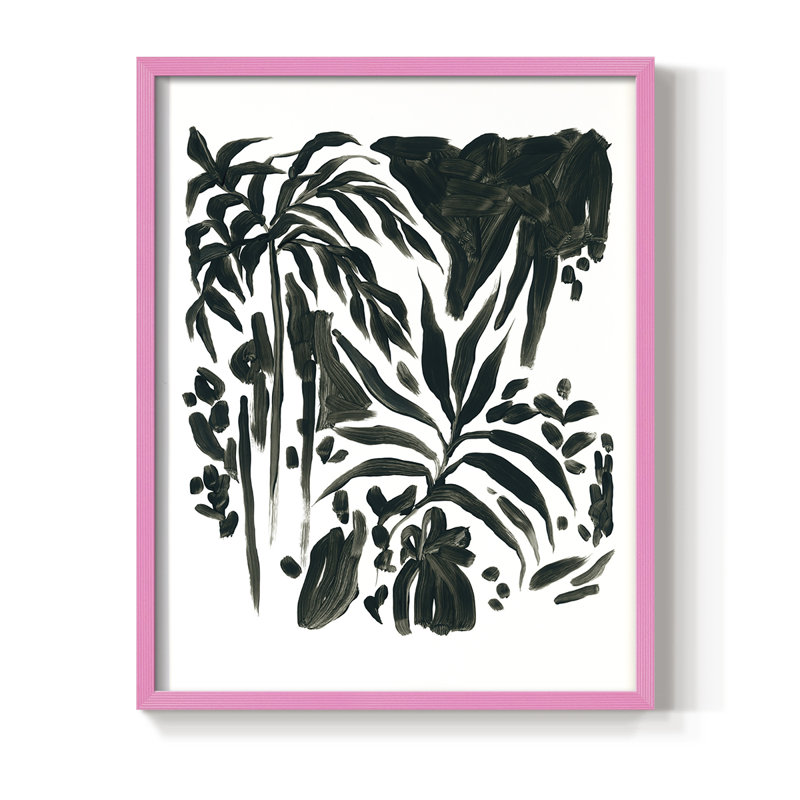 Encre Jungle II, reproduction encadrée - bois massif, H 15 po x l 12 po, Rose