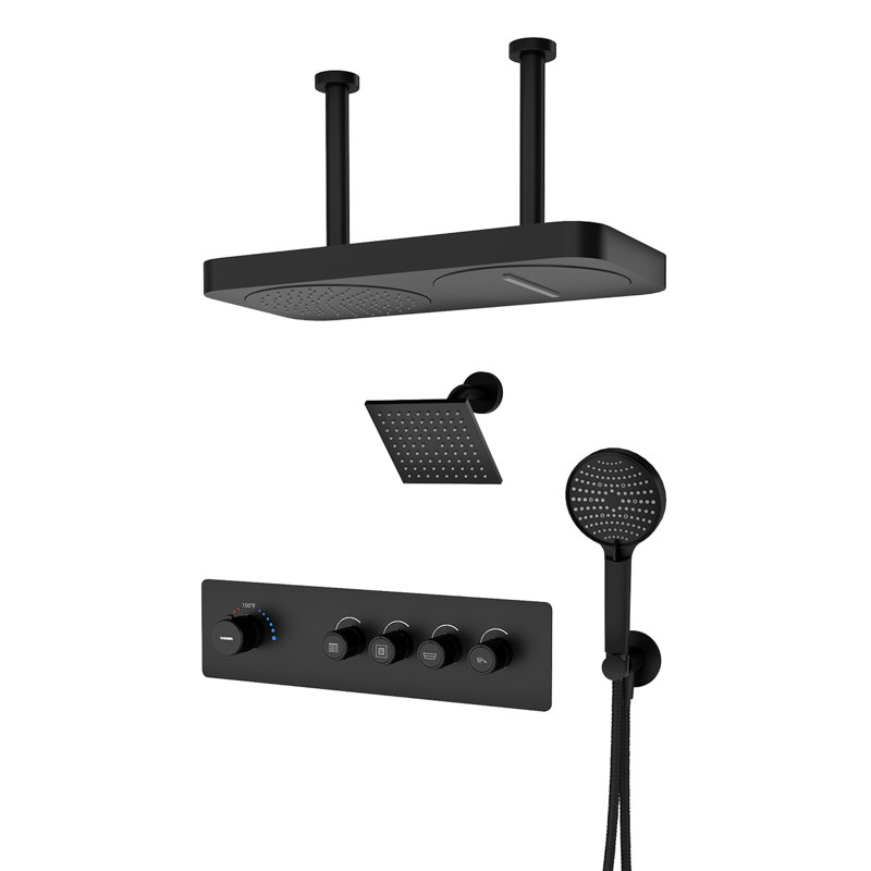 23" & 6" Dual Shower Heads High-Pressure Thermostatic Shower System with and 4-Function Handheld