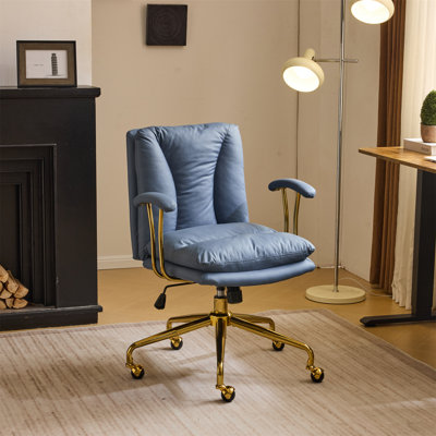 24" W Swivel Upholstered PU Office Chair