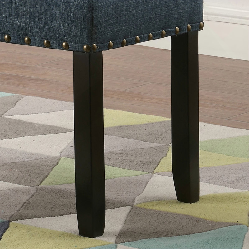 Banc de salle à manger en tissu Biony avec garniture cloutée, bleu, Blue