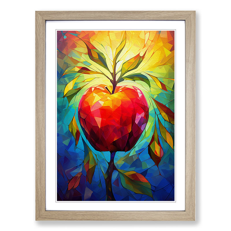 Apple Abstract No.3 - Single Picture Frame Print on Wood, Oak, 34cm H x 25cm W x 2cm D, Oak Framed