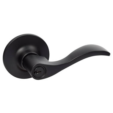 Black Door Handles Wave Style Levers, Entry Keyed/Privacy Lock