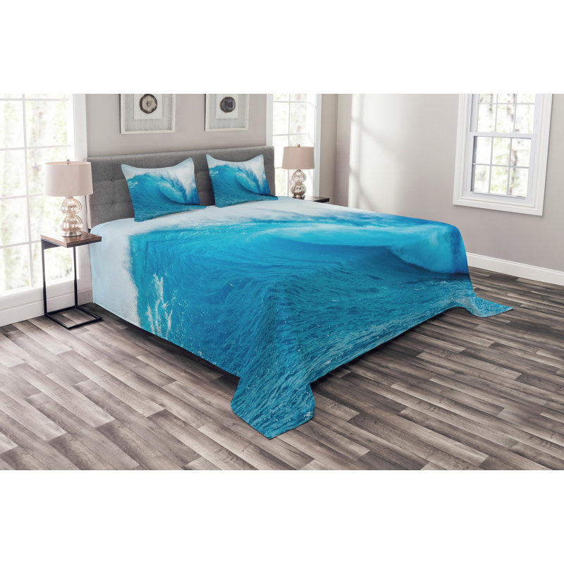 Ocean Bedspread Set with Shams, 220 x 264 cm