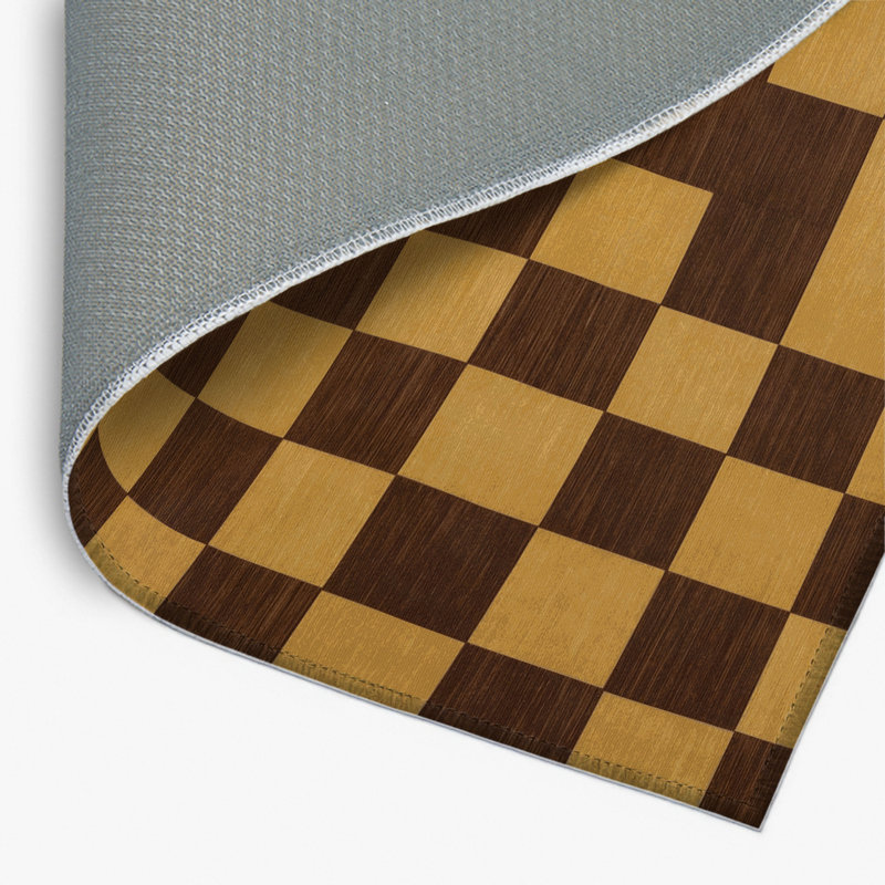 Checkered Brown Indoor and Outdoor Area Rug, Rectangle 2' x 3'