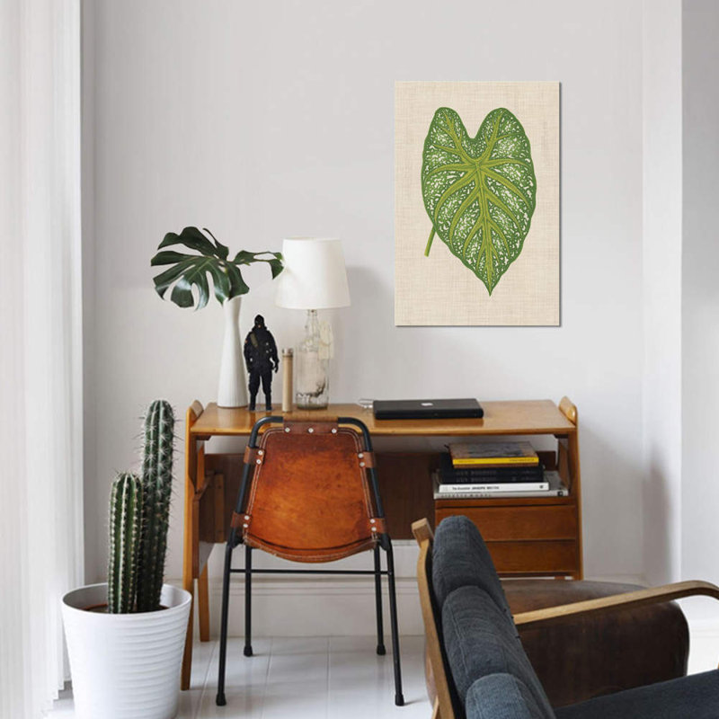 « leaves on linen i », impression sur toile, H 12 po x l 8 po x P 0,75 po, Toile tendue