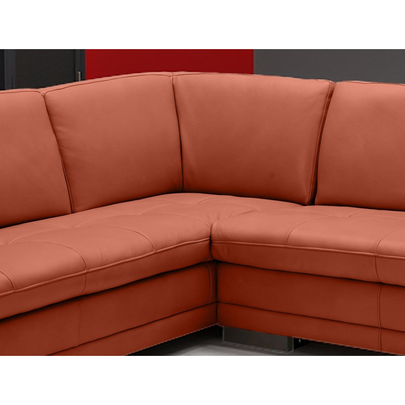 Canapé modulaire en cuir 2 pièces Nottingham, Cuir véritable orange