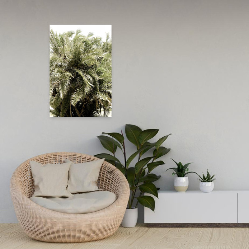 Art contemporain, paysage serein avec palmiers abstraits, H 24 po x l 16 po