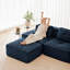 Canapé modulaire moderne en forme de L, tissu velours côtelé, siège 4 places, repose-pieds mobile et capitonné, sans assemblage requis, base antidérapante, bleu-1535492626
