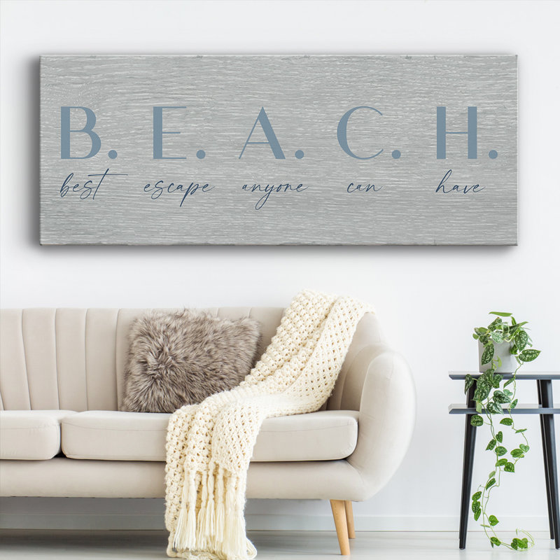 «Best Escape», art textuel sur toile tendue, H 24 po x l 60 po x P 1,5 po