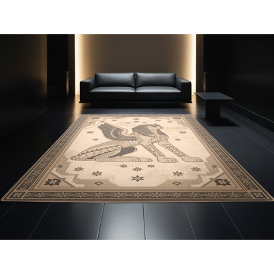 Tapis oriental beige lavable à la machine Sphinx Classic - reliure beige