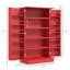 Armoire de cuisine rouge, étagère à 5 niveaux, 12 portes épices, portes magnétiques, tablettes réglables, design-133003286