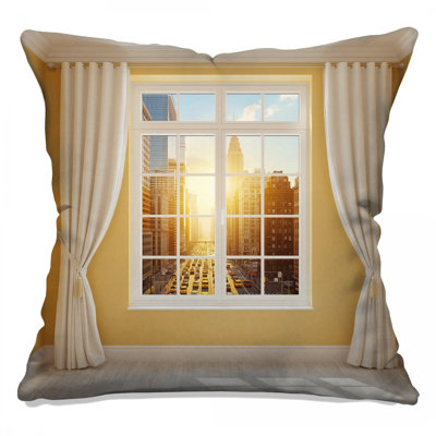 Sunset Cityscape View Double Sided Throw Pillows
