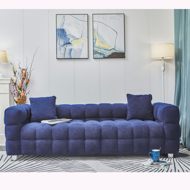 Upholstered Sofa, Dark Gray Polyester Blend, 24" H x 80" W x 30.7" D