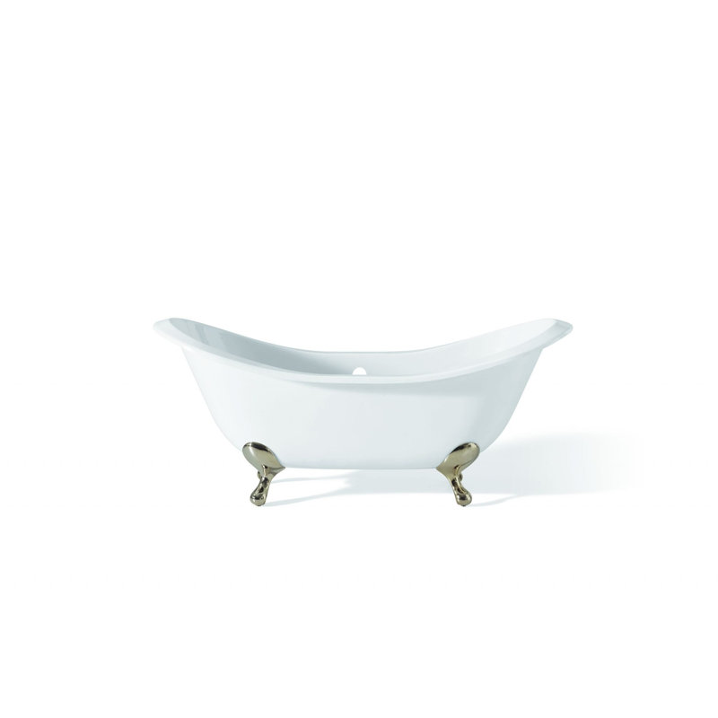 Regency 72'' x 31'' Soaking Cast Iron Bathtub, Polished Nickel, White Interior with White Exterior