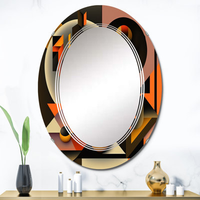 Miroir mural géométrique multicolore à motif géométrique orange I de PASCELLE