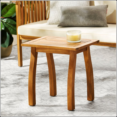 SELMA Outdoor Accent Table With Slatted Design, Durable And Weather-Resistant For Patio And Backyard Use