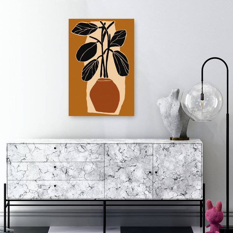 "Bold Leaf Silhouette", plante géométrique contemporaine abstraite, impression d'art mural, 36" H x 24" W