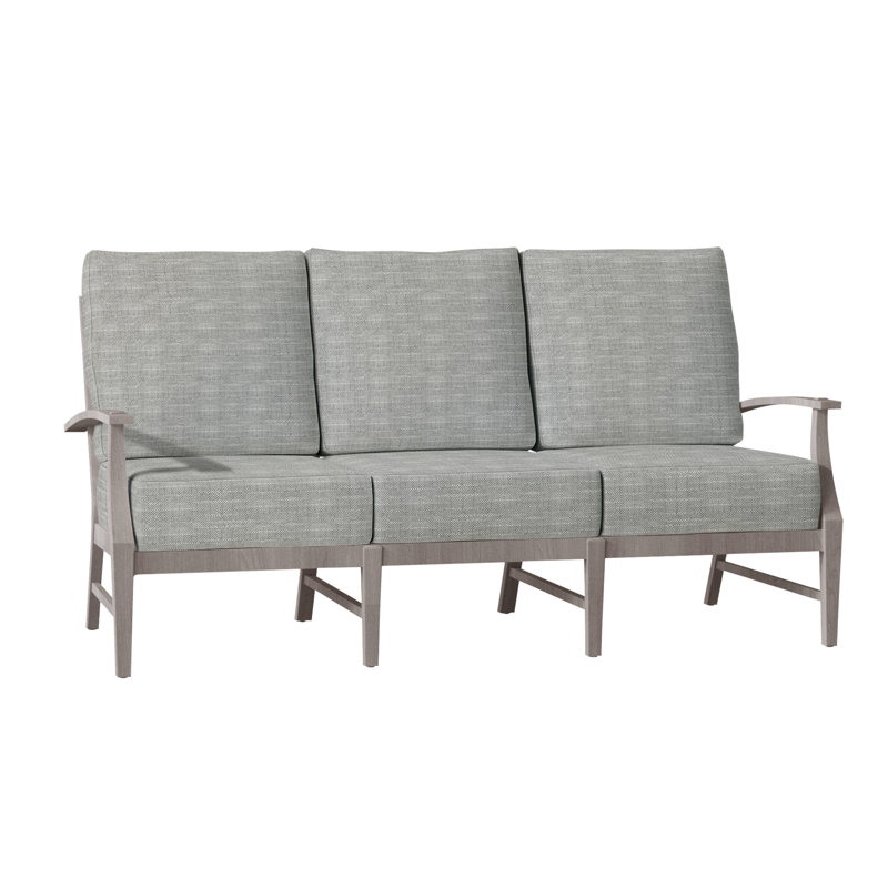 Croquet Teak Sofa - Oyster, Rollo Silver InsideOut® Linen, No Welt, Oyster Teak