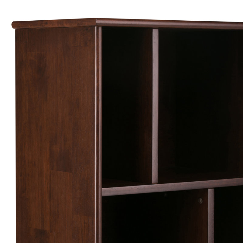 Medium Auburn Brown Solid Hardwood Mid-Century Modern Bookcase with Drawer