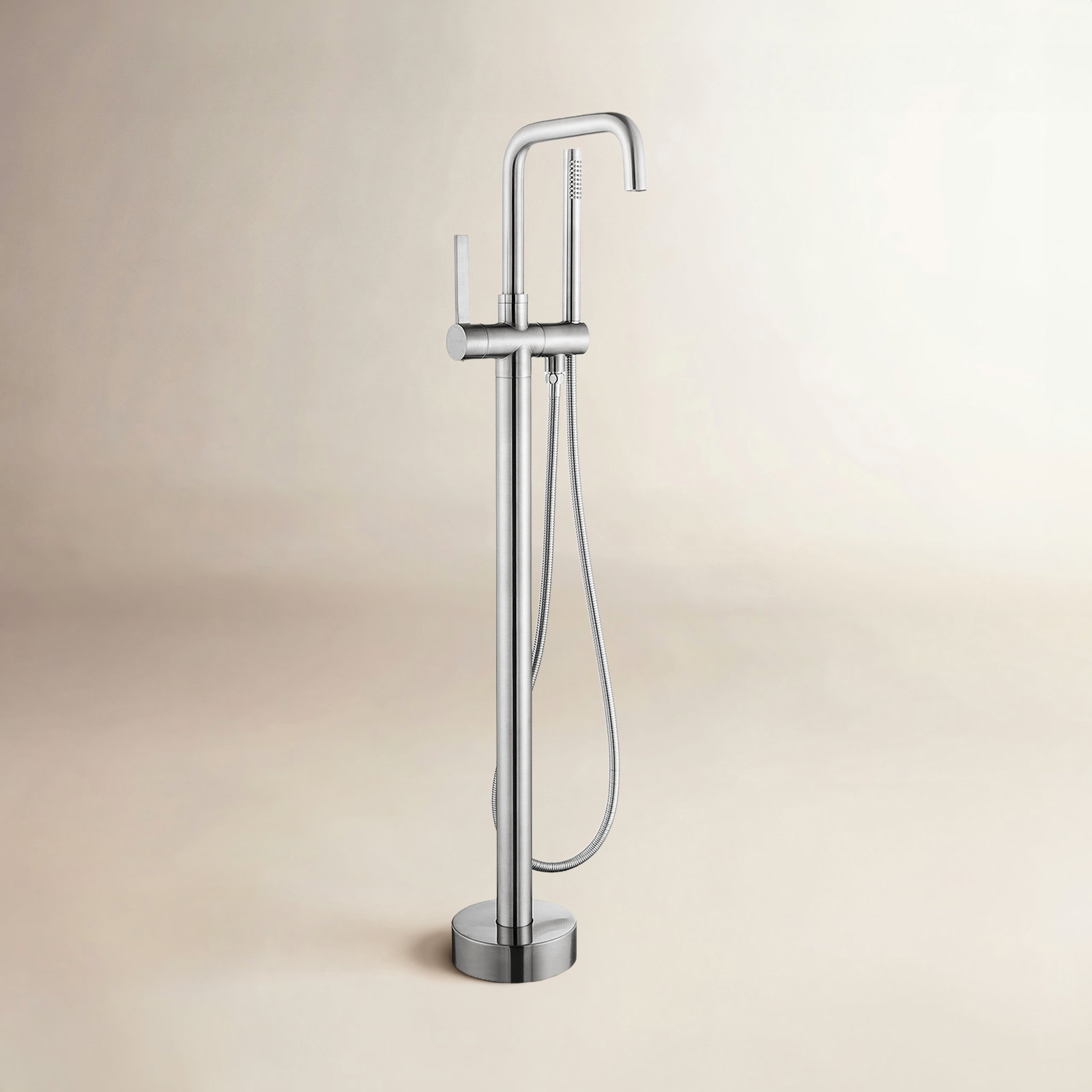 Delara Freestanding Tub Filler with Diverter, Brushed Nickel