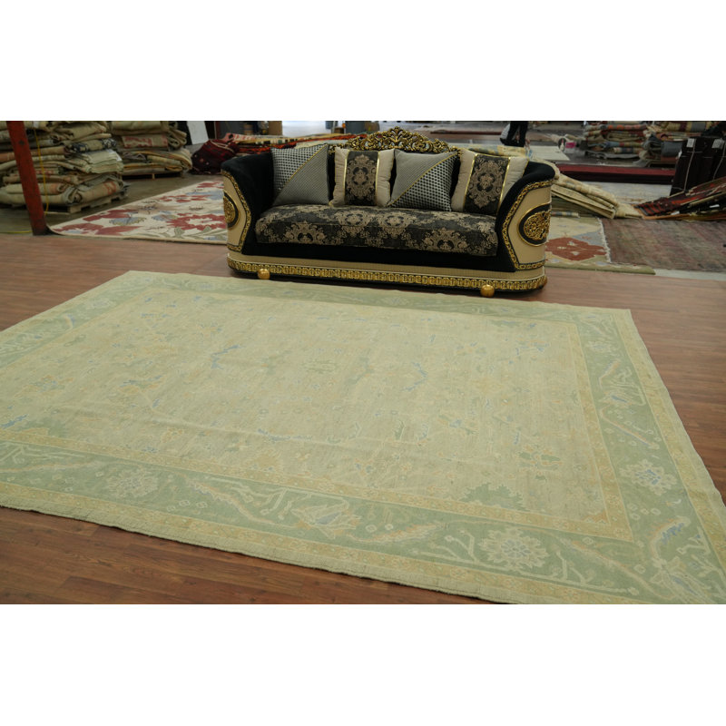 Vegetable Dye Wool Oushak Transitional Turkish Area Rug 9x12