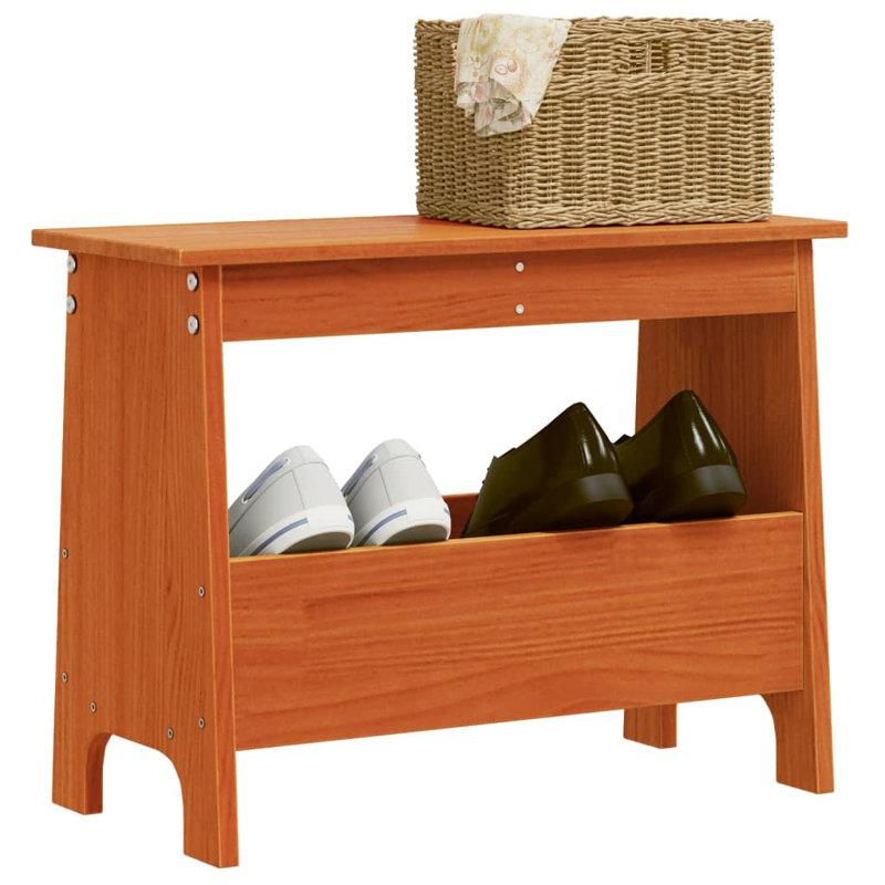 Allisandra Solid Wood Storage Bench, 45cm H x 60cm W x  28cm D, Wax Brown