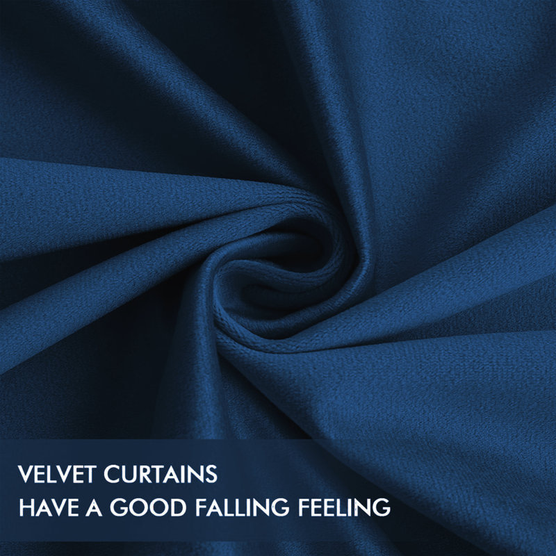 Aspire Homeware 100% Velvet Eyelet Room Darkening Curtain Single Panel for Luxury Window Decor, Blue