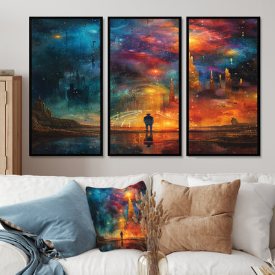 Wanderer In Distant Urban Lands - Space Landscapes Wall Art Set