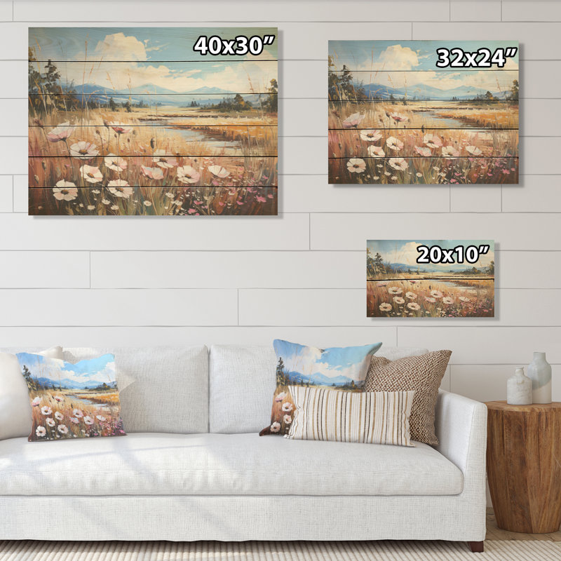 Art mural blanc sur bois de pin, H 30 po x l 40 po