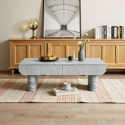 Oval Coffee Table With Hidden Drawer For Living Room