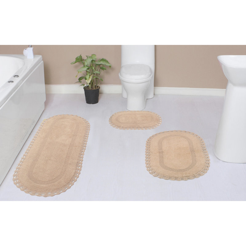 Tapis de bain réversible 100% coton lavable à la machine Hampton (ensemble de 3), Lin