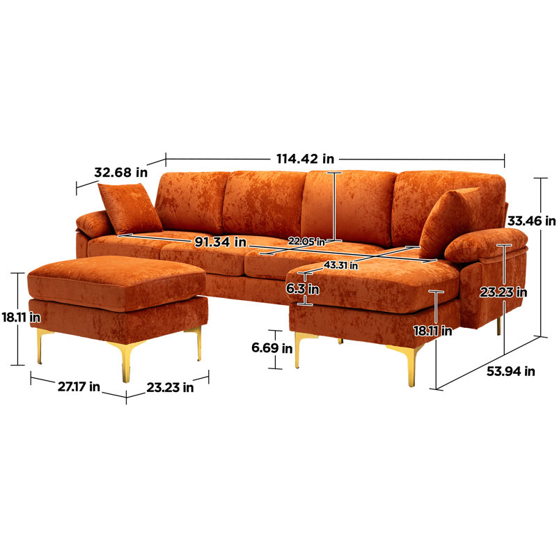 Canapé modulaire 6 pièces Ajon, Mélange de polyester orange