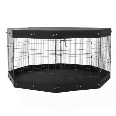 Dog Playpen 8 Panels Foldable Metal Dog Exercise Pen With Pad Cover 30"H